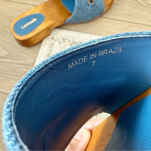 NIB Larroude Zuzi Slip On Platform Sandals in Blue Denim sz 7 - Picture 10 of 11